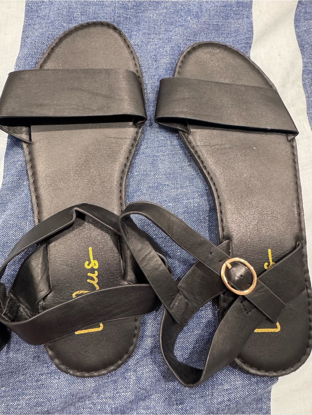 Women’s Tan Leather Sandals with Cream Strap - Picture 4 of 6